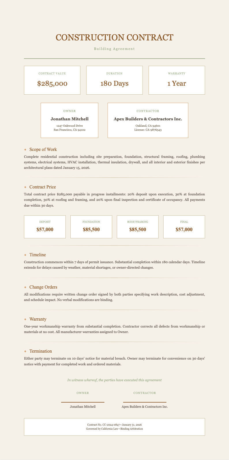 professional construction contract earth tone natural